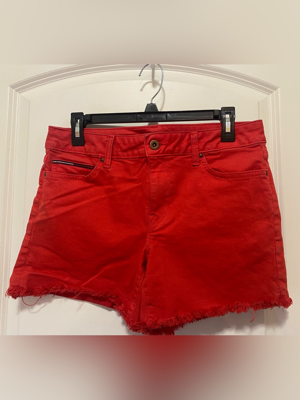Tommy Hilfiger Red Denim Cutoff Shorts